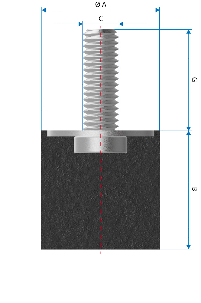 Radiaflex SE111 dimensions with one threaded stud